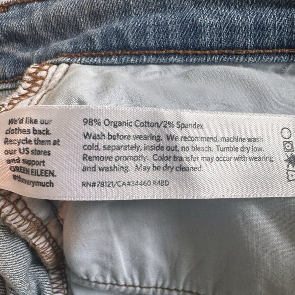 Eileen Fisher Jeans Women's 8P Organic Cotton Straight Blue Denim Stretch $198 - Picture 6 of 8